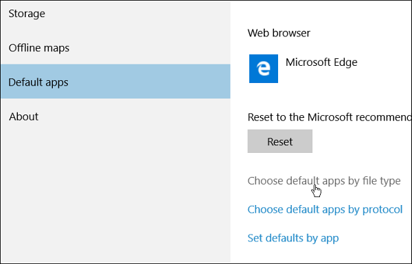 Set defaults by file type