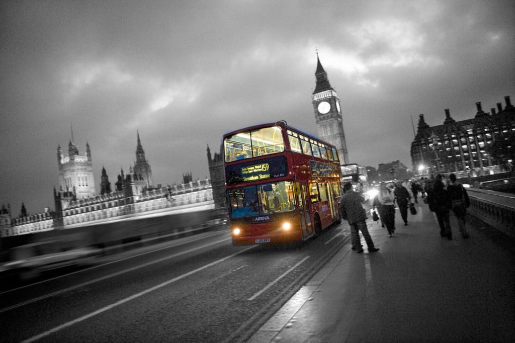 london bus black and white